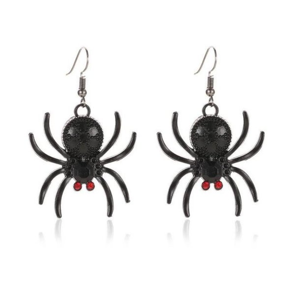 CLEARANCE NEW! BLACK SPIDER EARRINGS!! Scary Fun Creepy Sexy Fun Halloween web - Picture 3 of 4